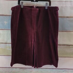 Old Navy Stretch Maroon Pleated Corduroy Skirt